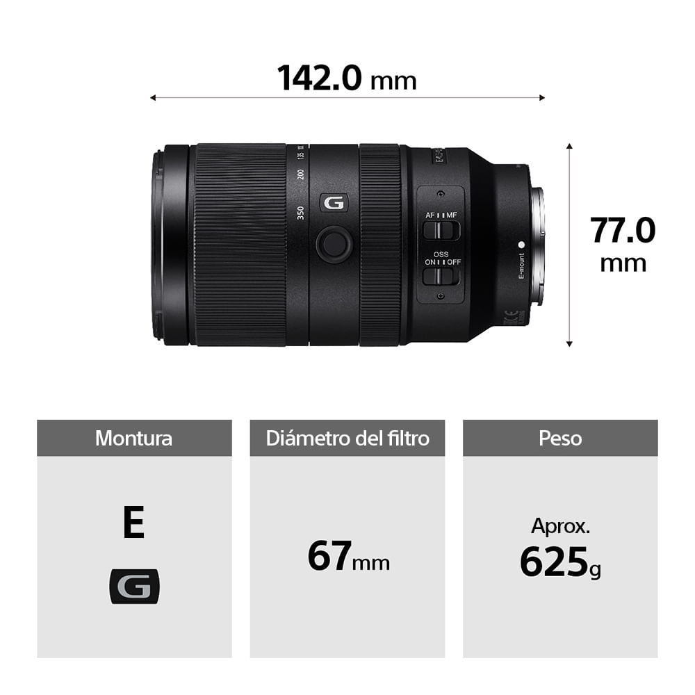 SEL70350G | Lente E 70-350mm F4.5-6.3 G OSS | Sony Chile