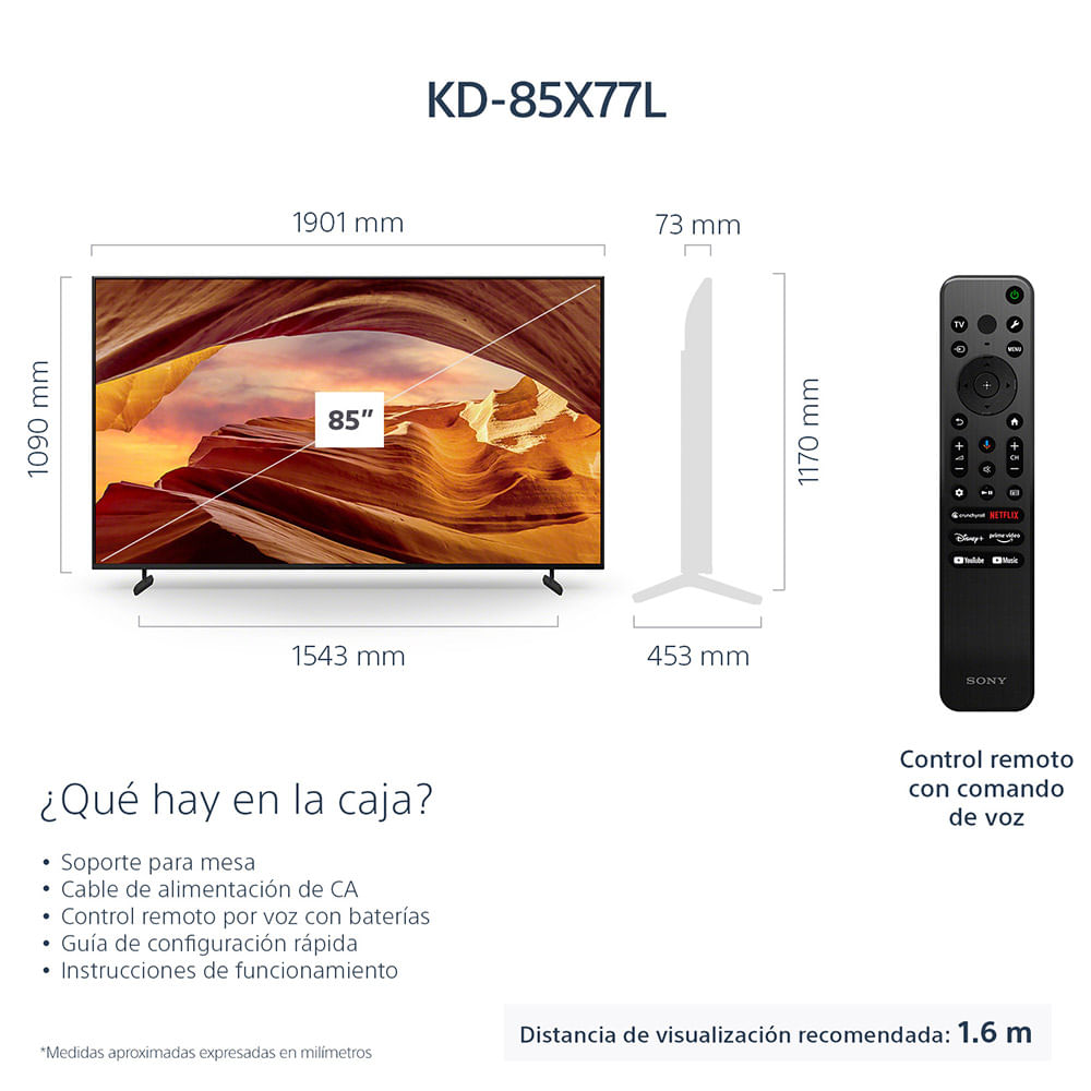  Sony Serie X77L de TV Ultra HD 4K de 85 pulgadas: LED